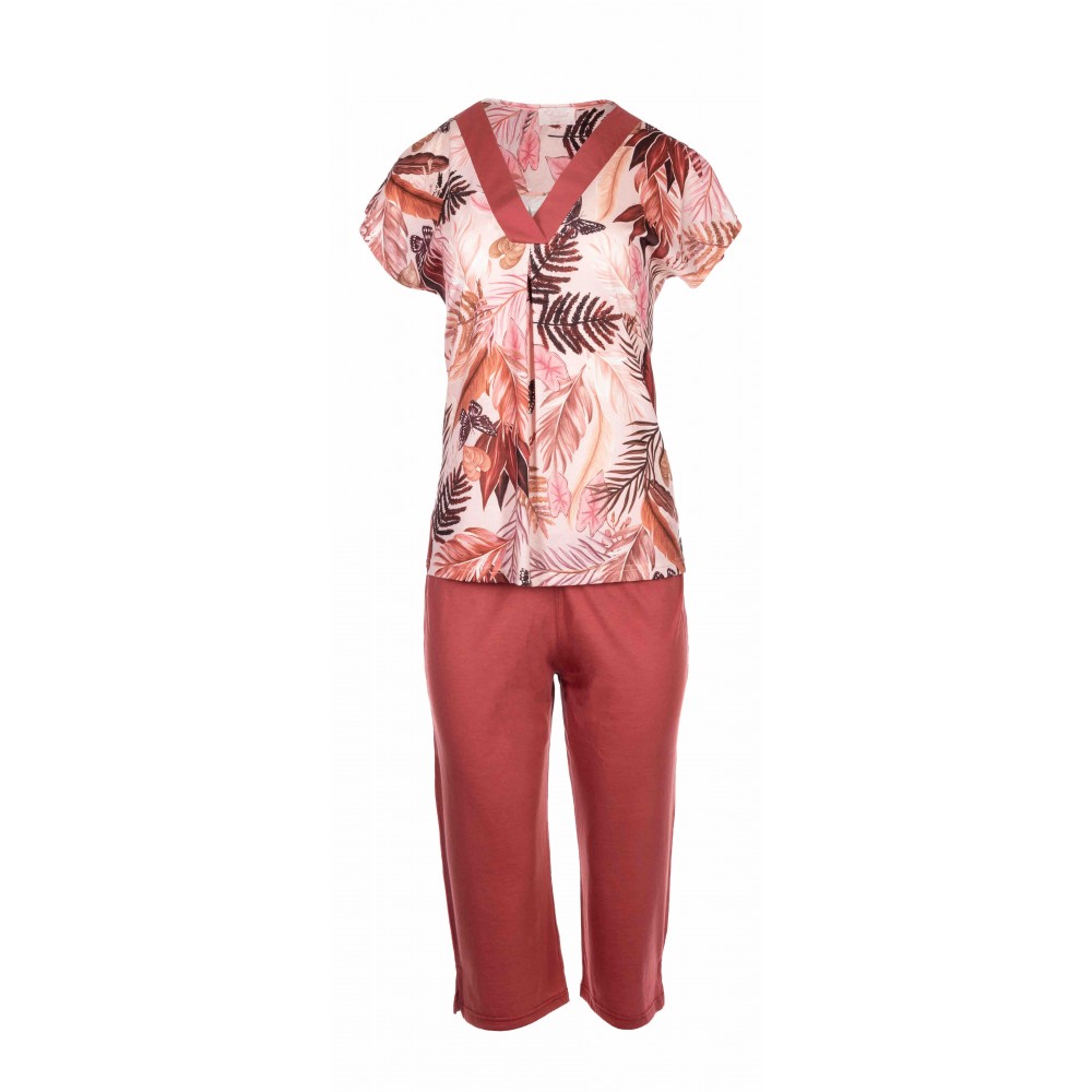Capri Pink Label S928 έως Νο 3XL, με  floral μπλουζάκι  και μονόχρωμο παντελόνι